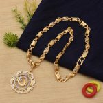 1 Gram Gold Plated Om Glittering Design Chain Pendant Combo for Men
