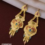 Fashionable Earrings for women with gold plated red and blue