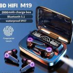 M19 TWS Earbuds Bluetooth 5.1 | 9D Stereo | 3D Touch True Wireless Earphones IPX7 Waterproof Bluetooth Headset (Black, True Wireless)